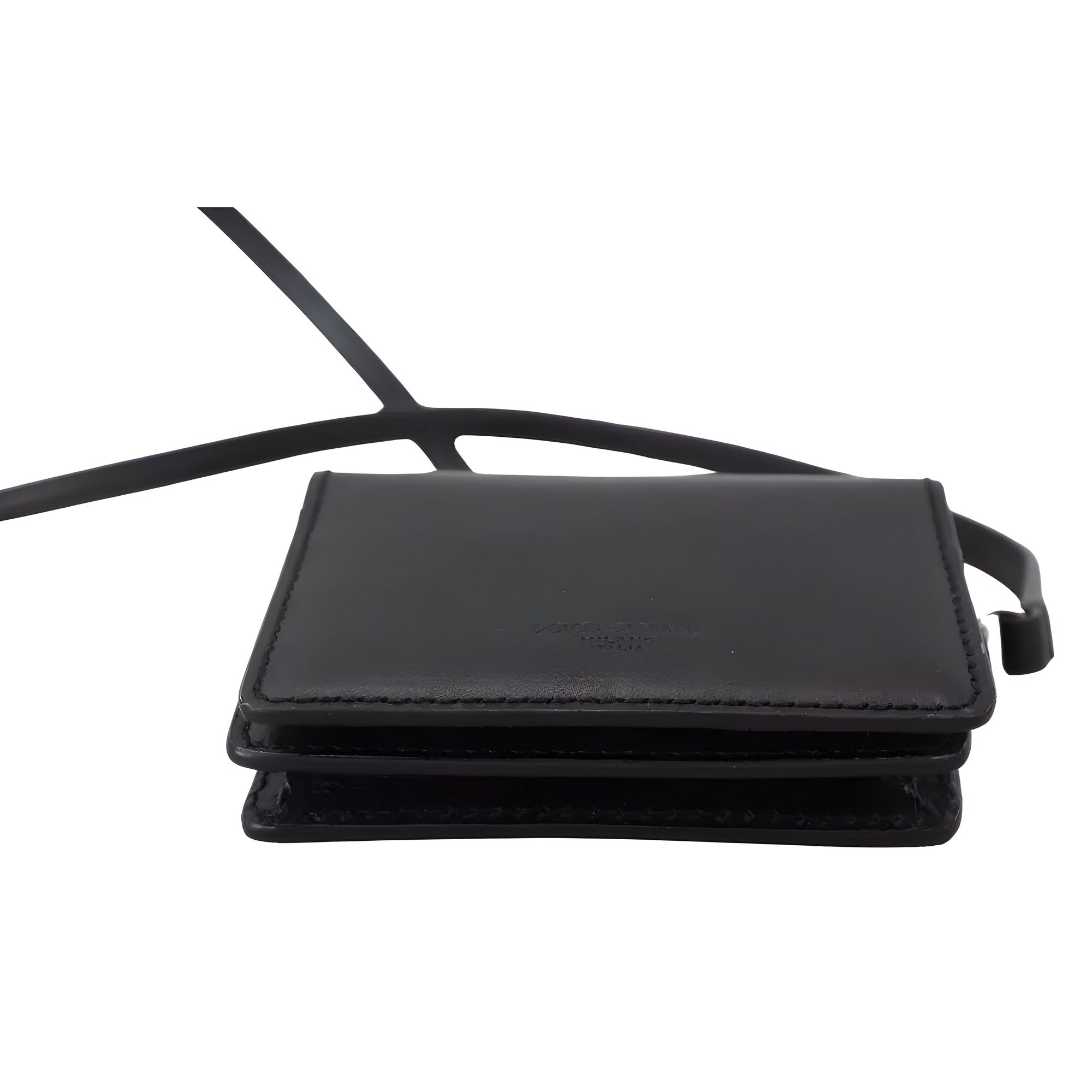 Dolce & Gabbana Black Leather Bifold Shoulder Sling Wallet