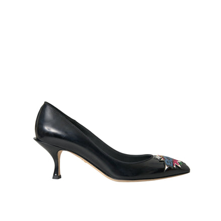 Dolce & Gabbana Black Leather BOOM Patch Pumps