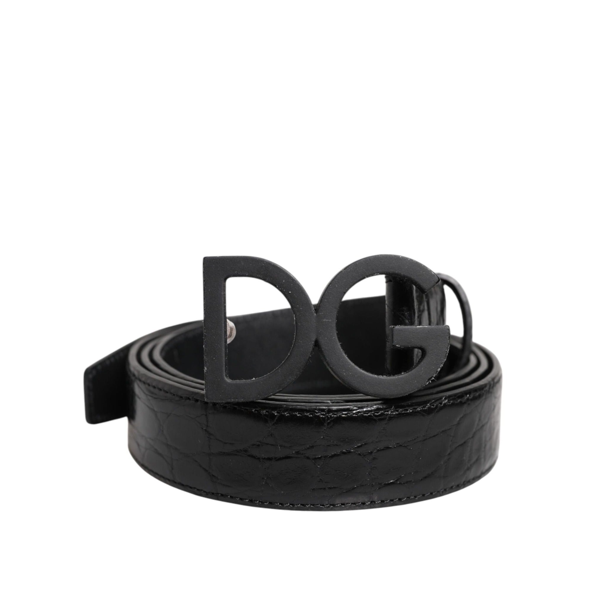 Dolce & Gabbana Black Leather Classic DG Buckle Belt