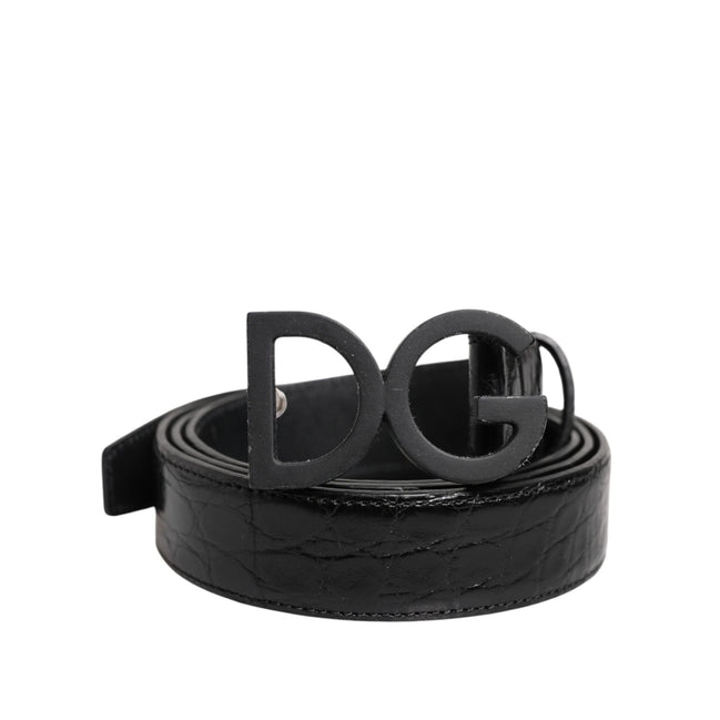 Dolce & Gabbana Black Leather Classic DG Buckle Belt