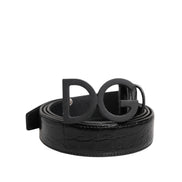 Dolce & Gabbana Black Leather Classic DG Buckle Belt
