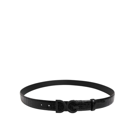Dolce & Gabbana Black Leather Classic DG Buckle Belt