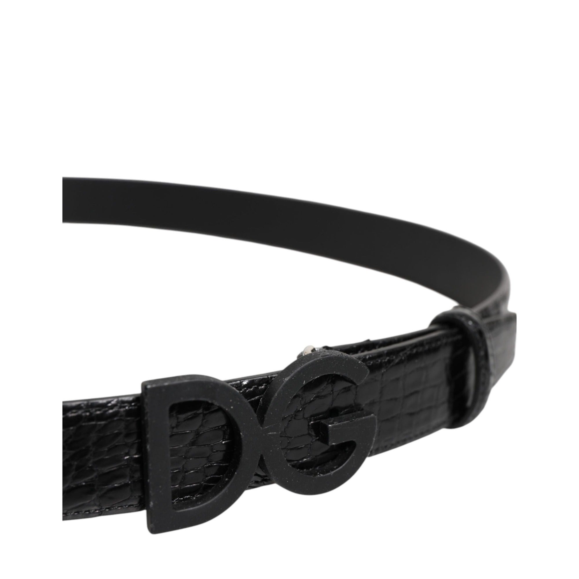 Dolce & Gabbana Black Leather Classic DG Buckle Belt