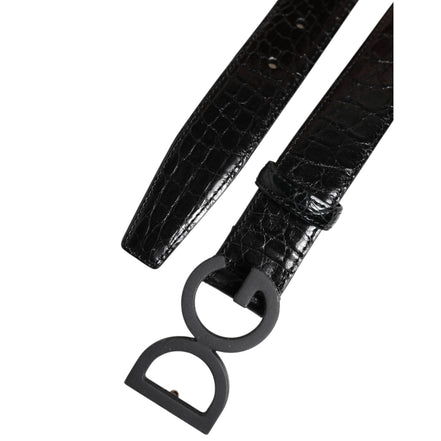 Dolce & Gabbana Black Leather Classic DG Buckle Belt