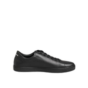 Dolce & Gabbana Black Leather Crystal Heart Sneakers