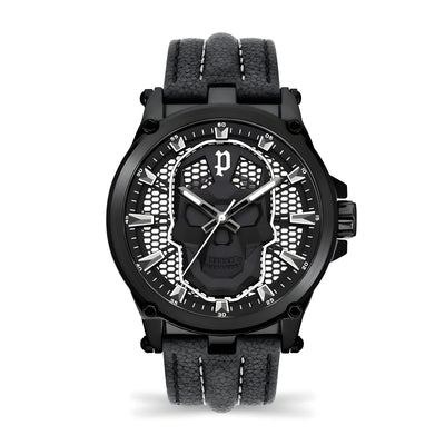 Montre Habillée Police en Cuir Noir