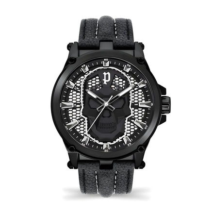 Montre Habillée Police en Cuir Noir