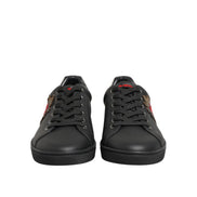 Chaussures baskets montantes en cuir noir ornées de cœur Dolce & Gabbana