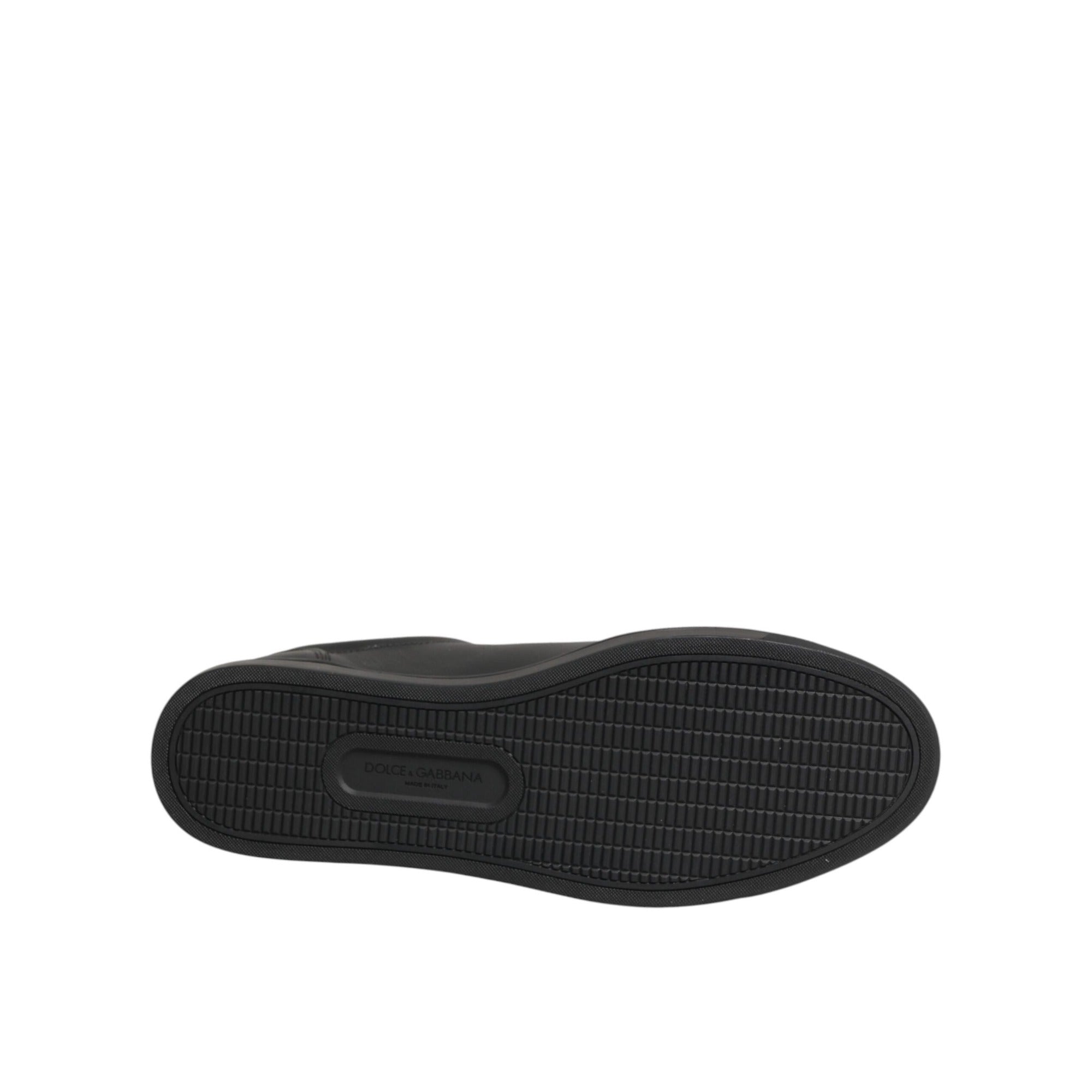 Chaussures baskets montantes en cuir noir ornées de cœur Dolce & Gabbana