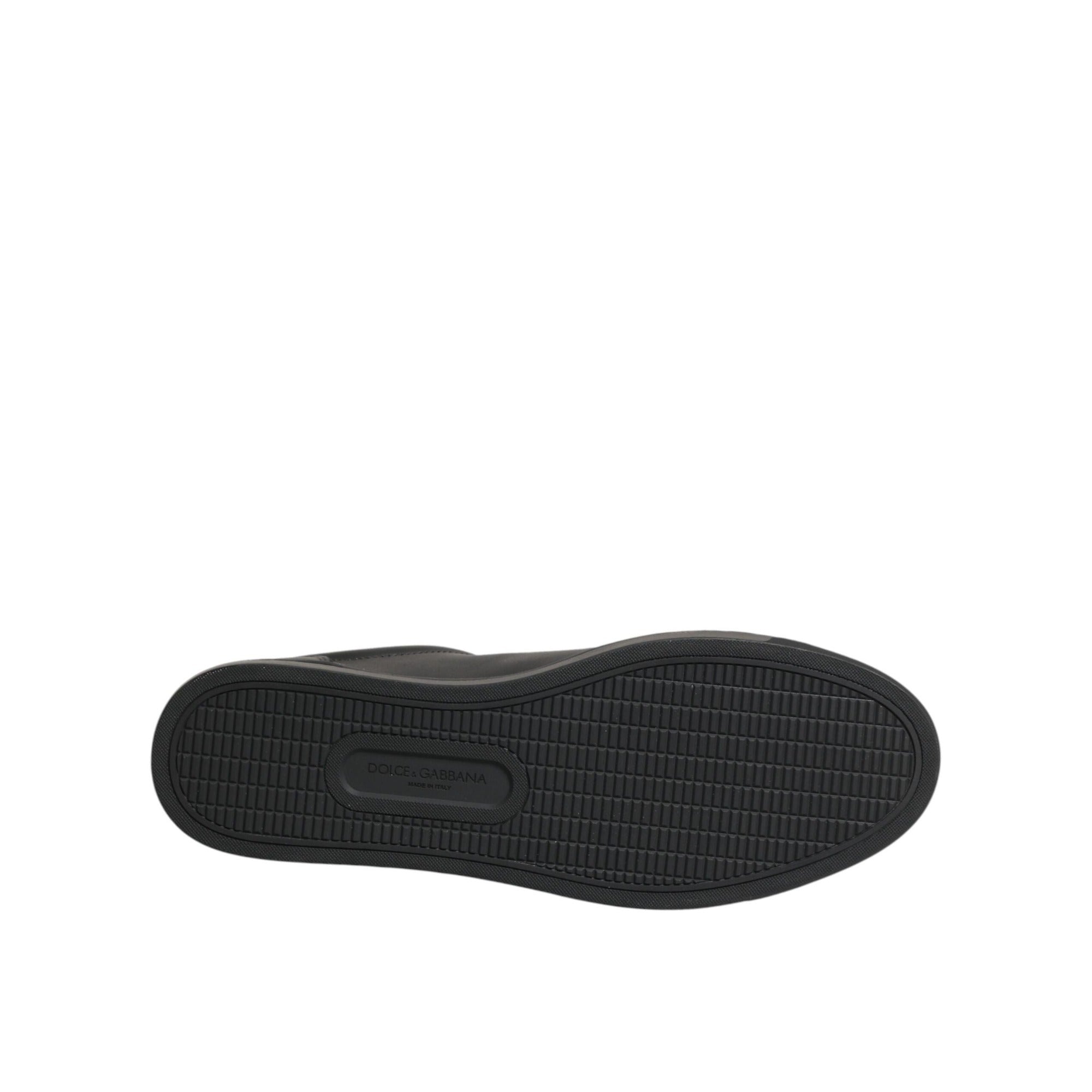 Dolce & Gabbana Black Leather Heart Embellished Sneakers
