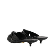 Dolce & Gabbana Black Leather Heel Slide Sandals