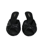 Dolce & Gabbana Black Leather Heel Slide Sandals
