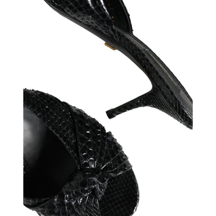 Dolce & Gabbana Black Leather Heel Slide Sandals