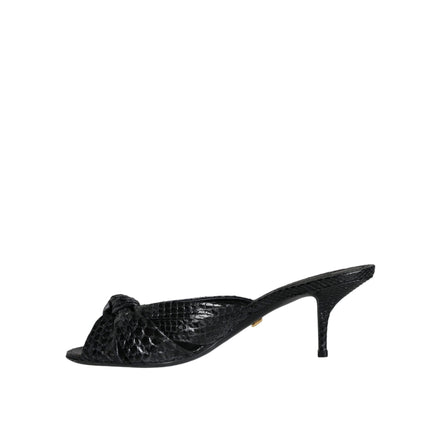 Dolce & Gabbana Black Leather Heel Slide Sandals