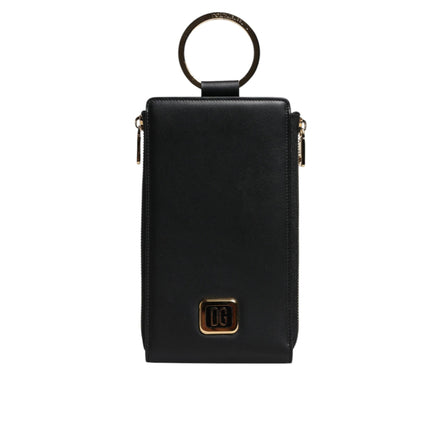 Dolce & Gabbana Black Leather Logo Neck Strap Wallet