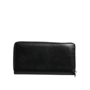 Dolce & Gabbana Black Leather Logo Zip-Around Continental Wallet