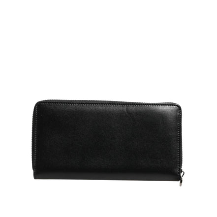 Dolce & Gabbana Black Leather Logo Zip-Around Continental Wallet