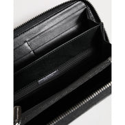 Dolce & Gabbana Black Leather Logo Zip-Around Continental Wallet