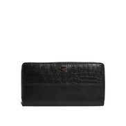 Portefeuille Continental zippé Dolce & Gabbana en cuir noir avec plaque logo