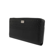 Portefeuille Continental zippé Dolce & Gabbana en cuir noir avec plaque logo