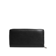 Portefeuille Continental zippé Dolce & Gabbana en cuir noir avec plaque logo