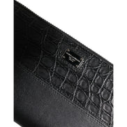 Portefeuille Continental zippé Dolce & Gabbana en cuir noir avec plaque logo