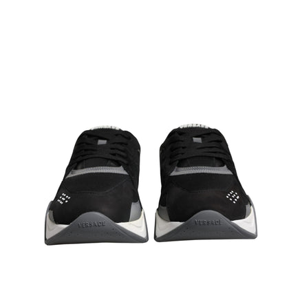 Chaussures Versace Squalo basses en cuir noir et néoprène