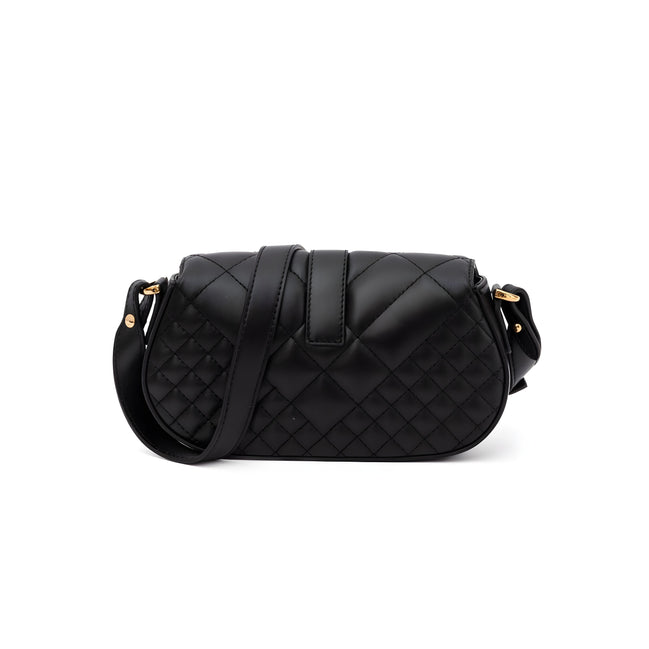 Versace Black Leather Quilted Shoulder Strap Bag