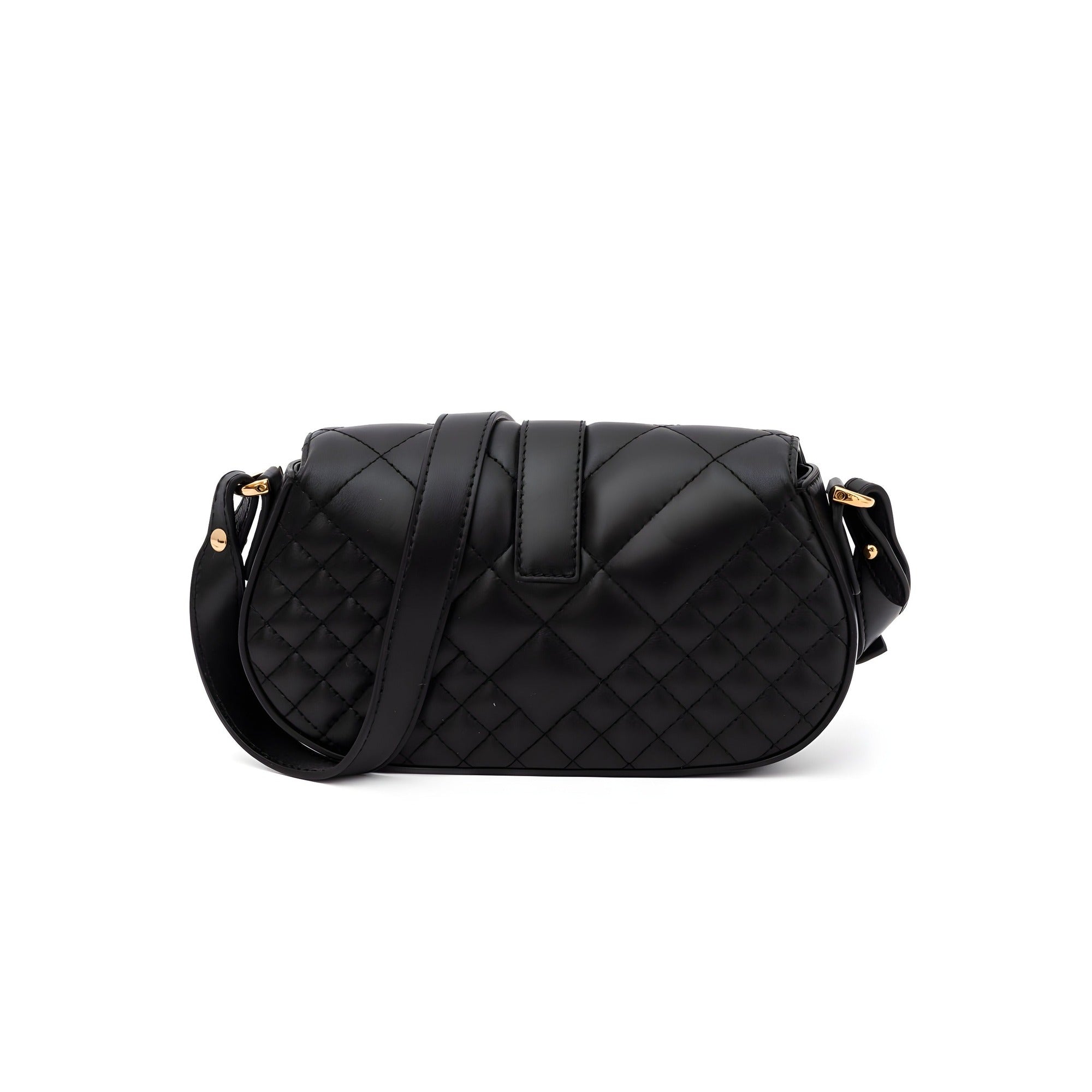 Sac bandoulière matelassé en cuir noir Versace