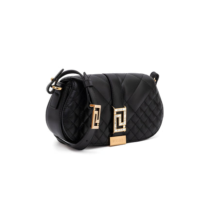 Sac bandoulière matelassé en cuir noir Versace
