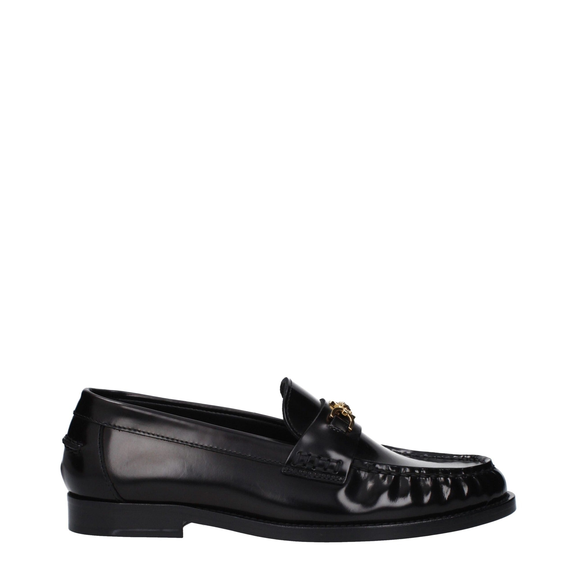 Mocassins à enfiler en cuir noir Versace