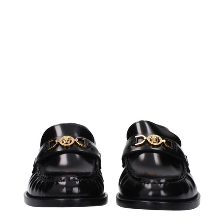 Mocassins à enfiler en cuir noir Versace