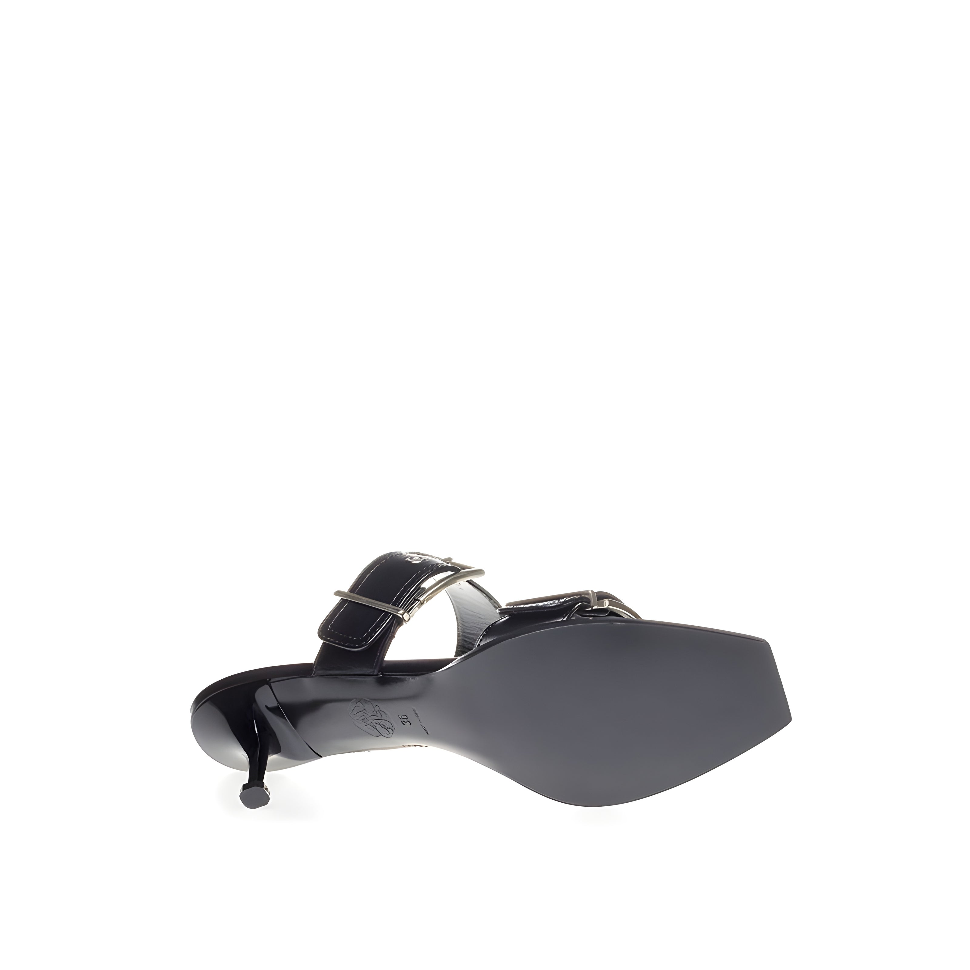 Alexander McQueen Black Leather Stiletto Heel Sandals