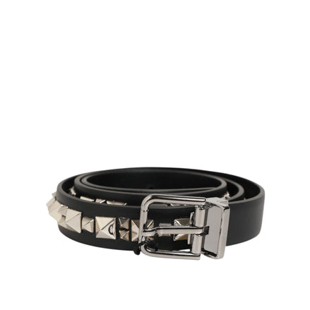 Ceinture Dolce & Gabbana en cuir noir avec clous et boucle argentée