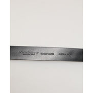 Dolce & Gabbana Black Leather Studded Silver-Tone Buckle Belt
