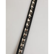 Dolce & Gabbana Black Leather Studded Silver-Tone Buckle Belt