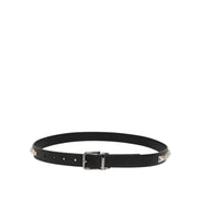 Dolce & Gabbana Black Leather Studded Silver-Tone Buckle Belt