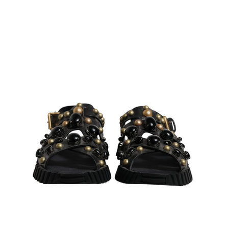 Dolce & Gabbana Sandales à clous en cuir noir