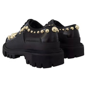 Dolce & Gabbana Black Leather Trekking Derby Shoes