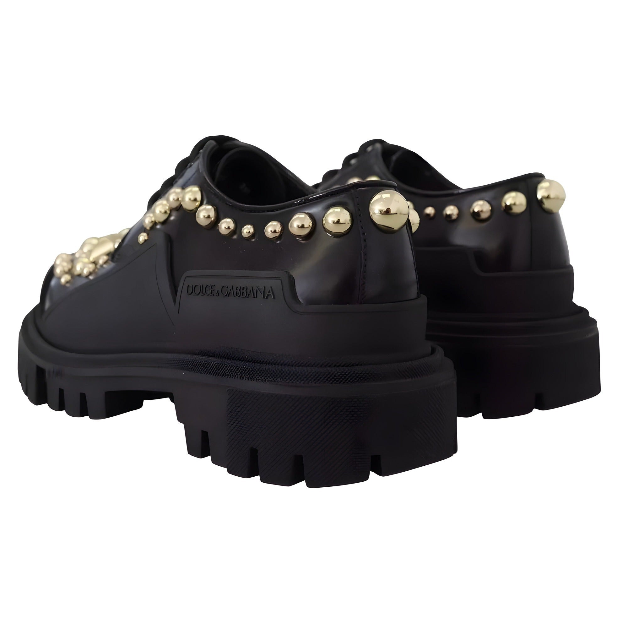 Dolce & Gabbana Black Leather Trekking Derby Shoes