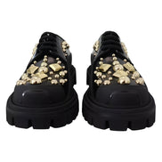 Dolce & Gabbana Black Leather Trekking Derby Shoes