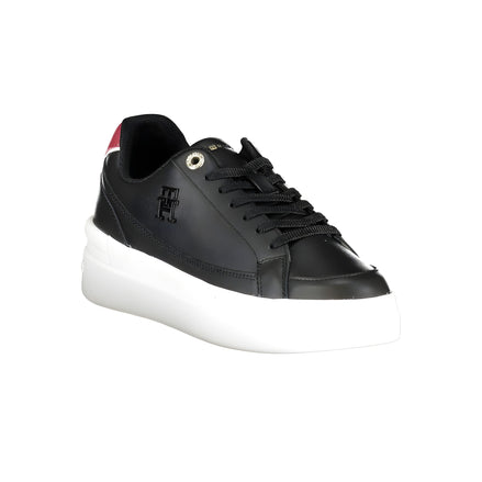 Tommy Hilfiger Black Leather Sneakers