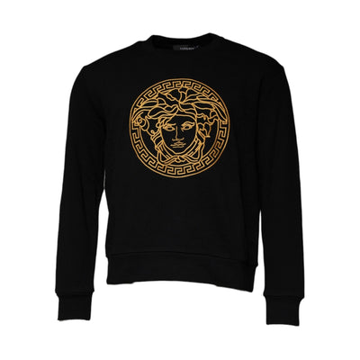 Pull ras du cou en maille brodé Méduse noir Versace