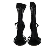 Dolce & Gabbana Black Mesh Stiletto Heel Sandals