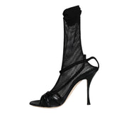 Dolce & Gabbana Black Mesh Stiletto Heel Sandals