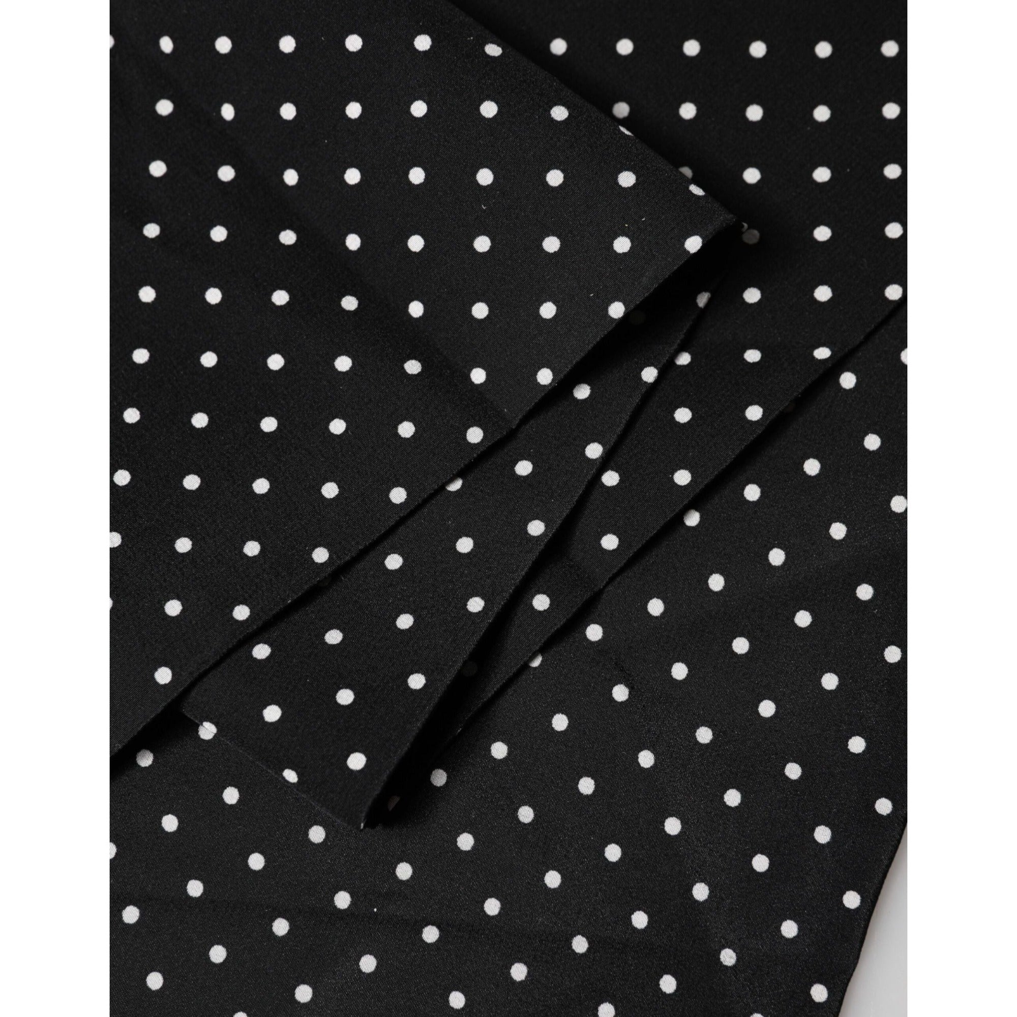 Écharpe foulard Dolce & Gabbana noire à pois 133,5 cm x 12,5 cm