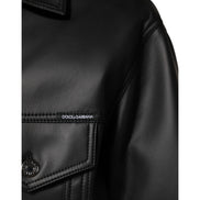 Veste de motard boutonnée en polyester noir Dolce & Gabbana