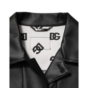 Veste de motard boutonnée en polyester noir Dolce & Gabbana
