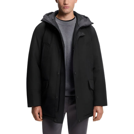 Veste longue Hugo Boss noire en polyester