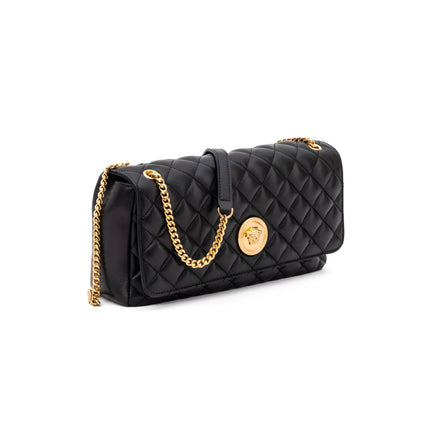 Sac à bandoulière en cuir matelassé noir Versace